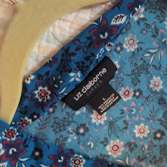 Liz Claiborne Blue/Aqua For Floral Blouse - Picture 3 of 10